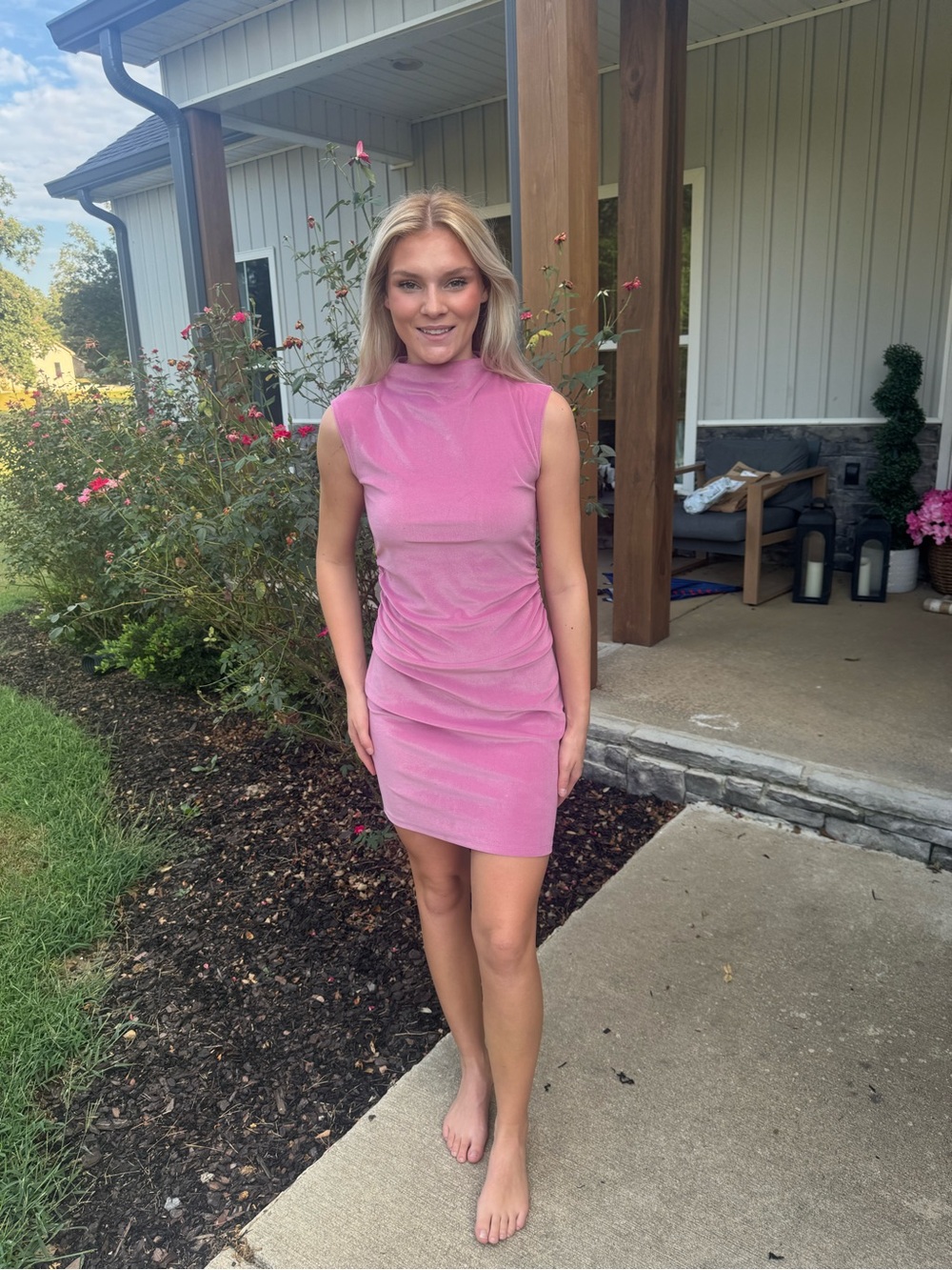 Target Sleeveless Mock-Neck Pink Bodycon Dress